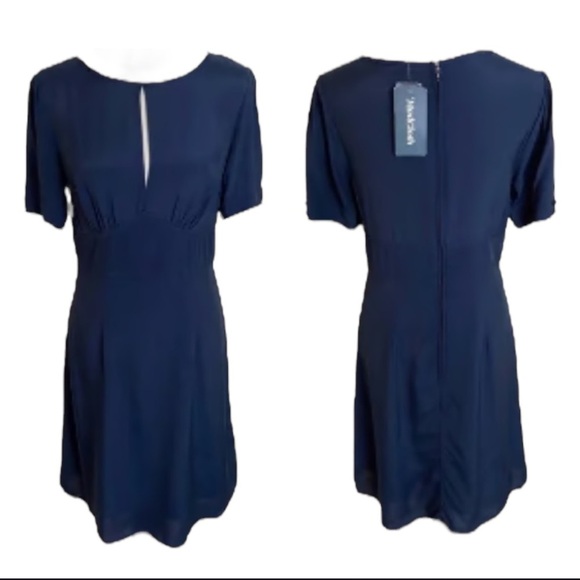 NWT ModCloth Women's Modest The Keyhole Story A-Line Dress - Navy - Size 8 - Picture 3 of 8